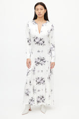 Ganni White & Purple Floral Dress