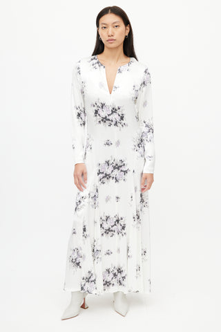 Ganni White & Purple Floral Dress