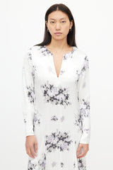 Ganni White & Purple Floral Dress