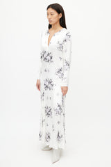 Ganni White & Purple Floral Dress
