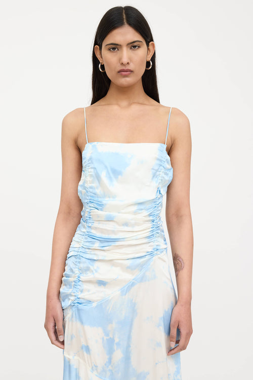 Satin Tie Dye Ruched Dress