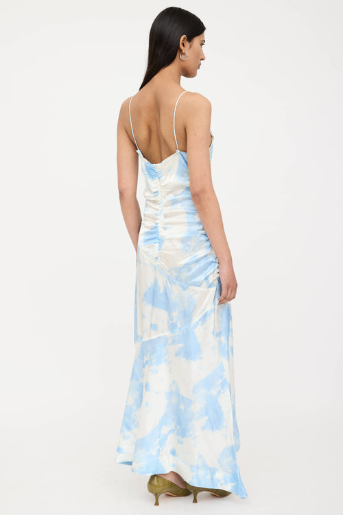 Satin Tie Dye Ruched Dress