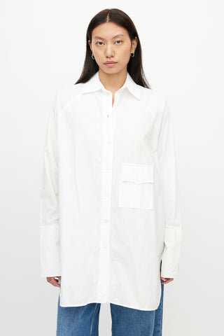 Ganni White Two Tone Oversized Shirt