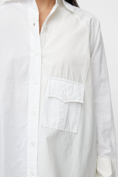 Ganni White Two Tone Oversized Shirt
