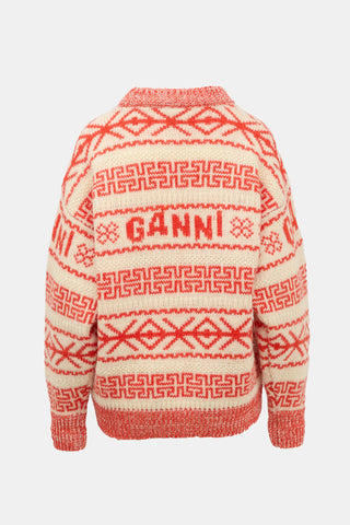 Ganni Wool Fair Isle Oversized Sweater