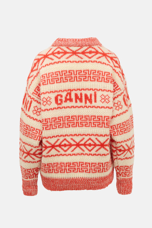 Ganni Wool Fair Isle Oversized Sweater