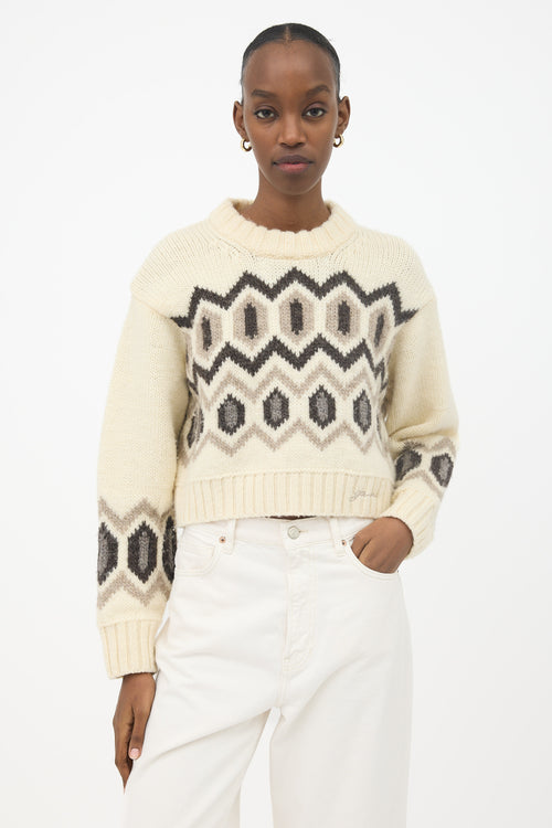 Ganni Wool Geometric Intarsia Sweater
