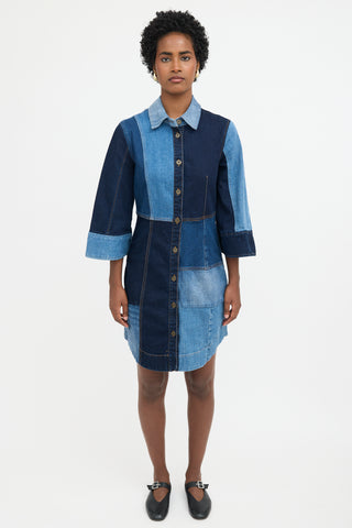 Ganni X Ahluwalia Patchwork Denim Dress
