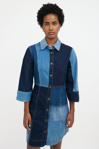 Ganni X Ahluwalia Patchwork Denim Dress