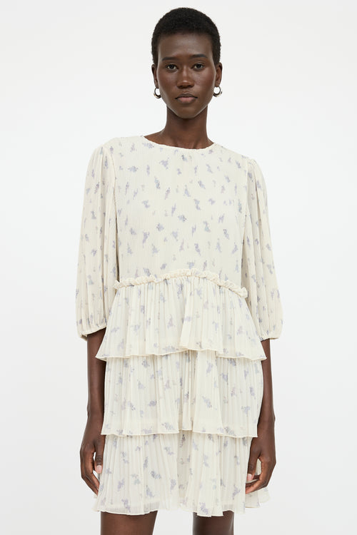 Ganni Floral Pleated Dress