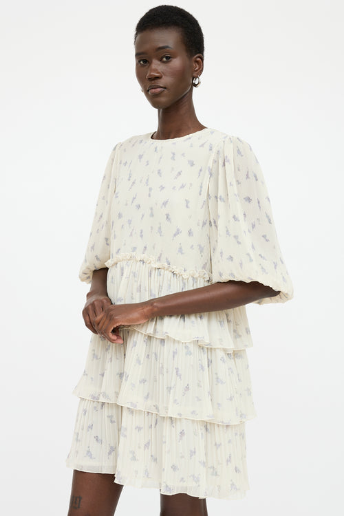 Ganni Floral Pleated Dress