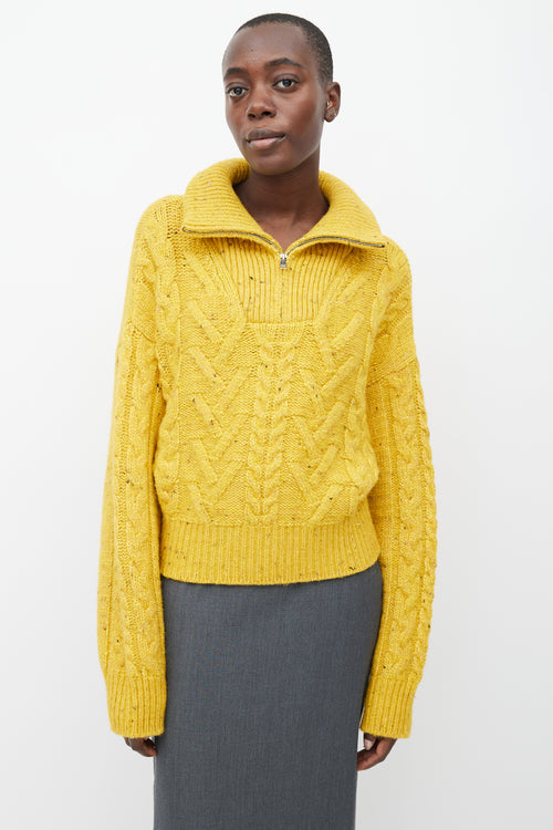 Ganni Yellow Heavy Knit Cropped Sweater