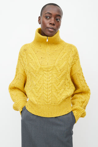 Ganni Yellow Heavy Knit Cropped Sweater