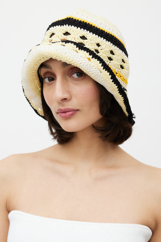 Ganni Yellow & Multi Crochet Bucket Hat