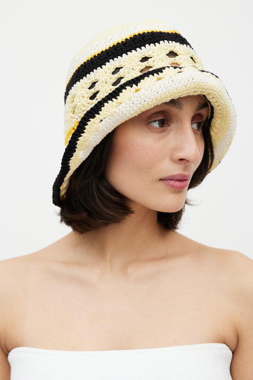 Ganni Yellow & Multi Crochet Bucket Hat