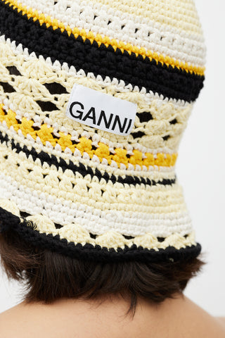 Ganni Yellow & Multi Crochet Bucket Hat