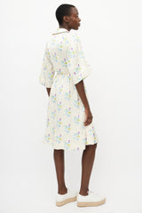 Ganni Yellow & Multicolour Crinkled Belted Wrap Dress