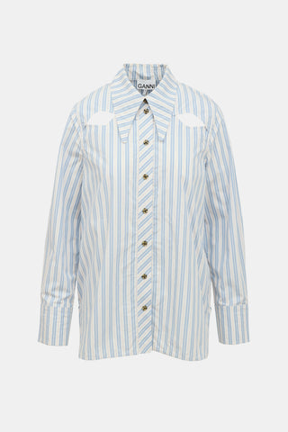 Ganni Striped Cut Out Shirt