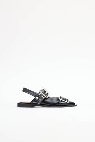 Ganni Feminine Buckle Ballerina Flat