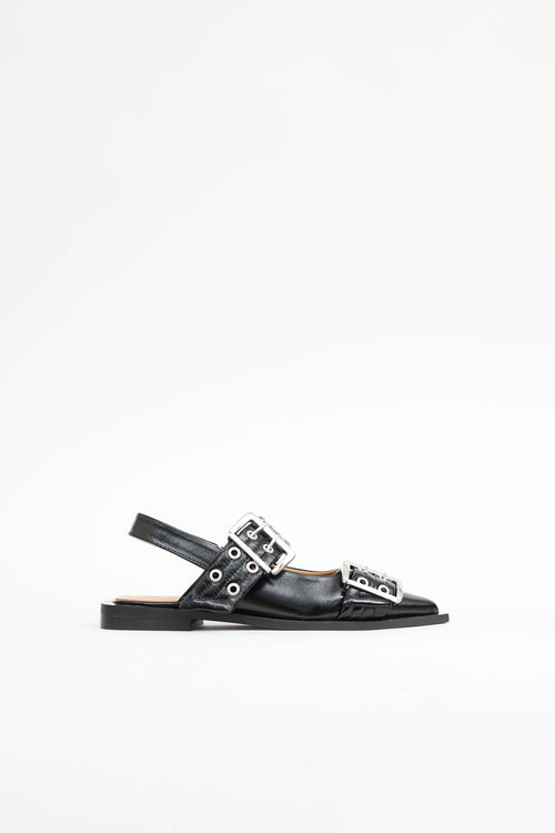 Ganni Feminine Buckle Ballerina Flat