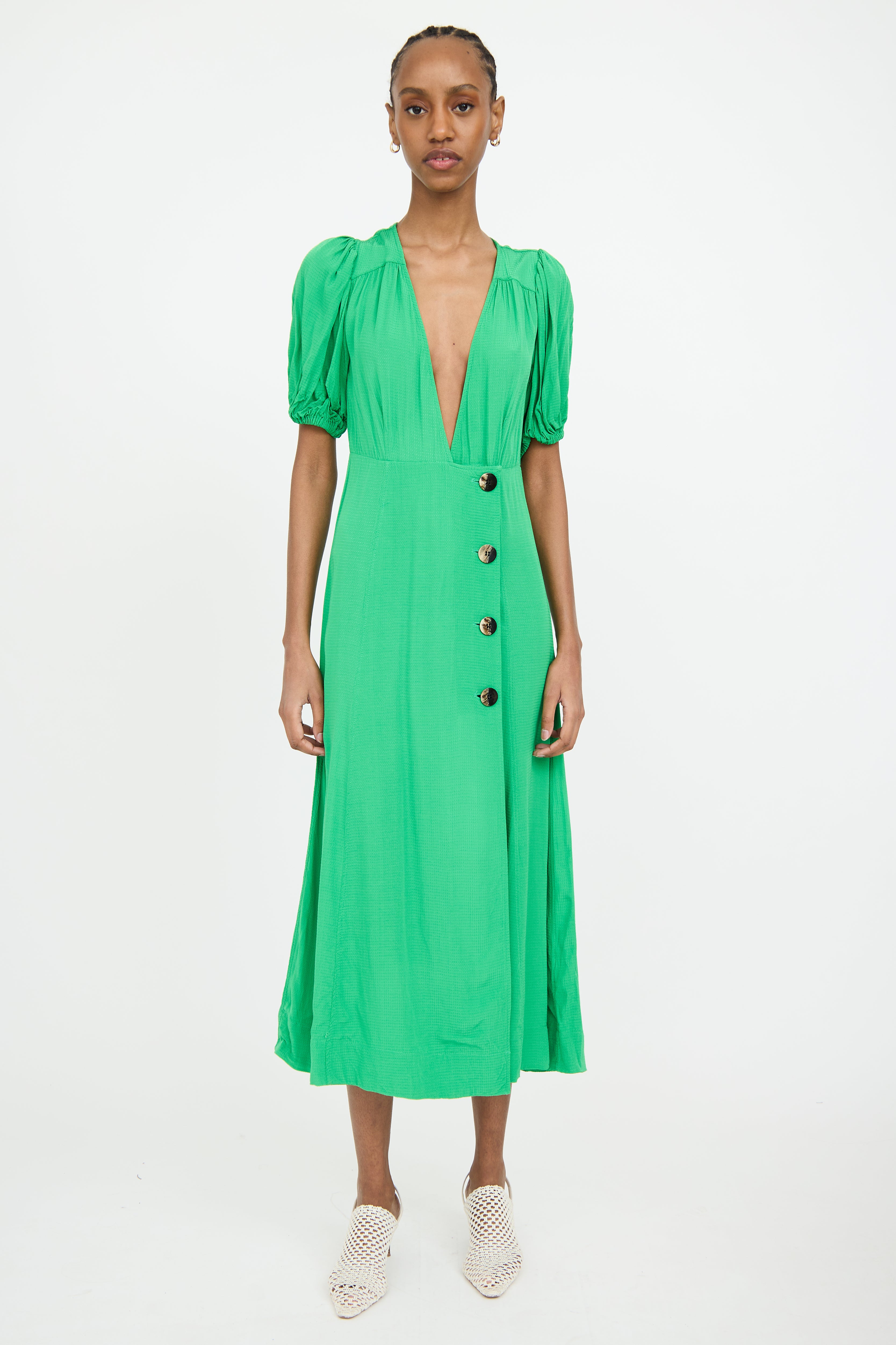 ganni green knit dress Kelly Green Knit Dress by GANNI