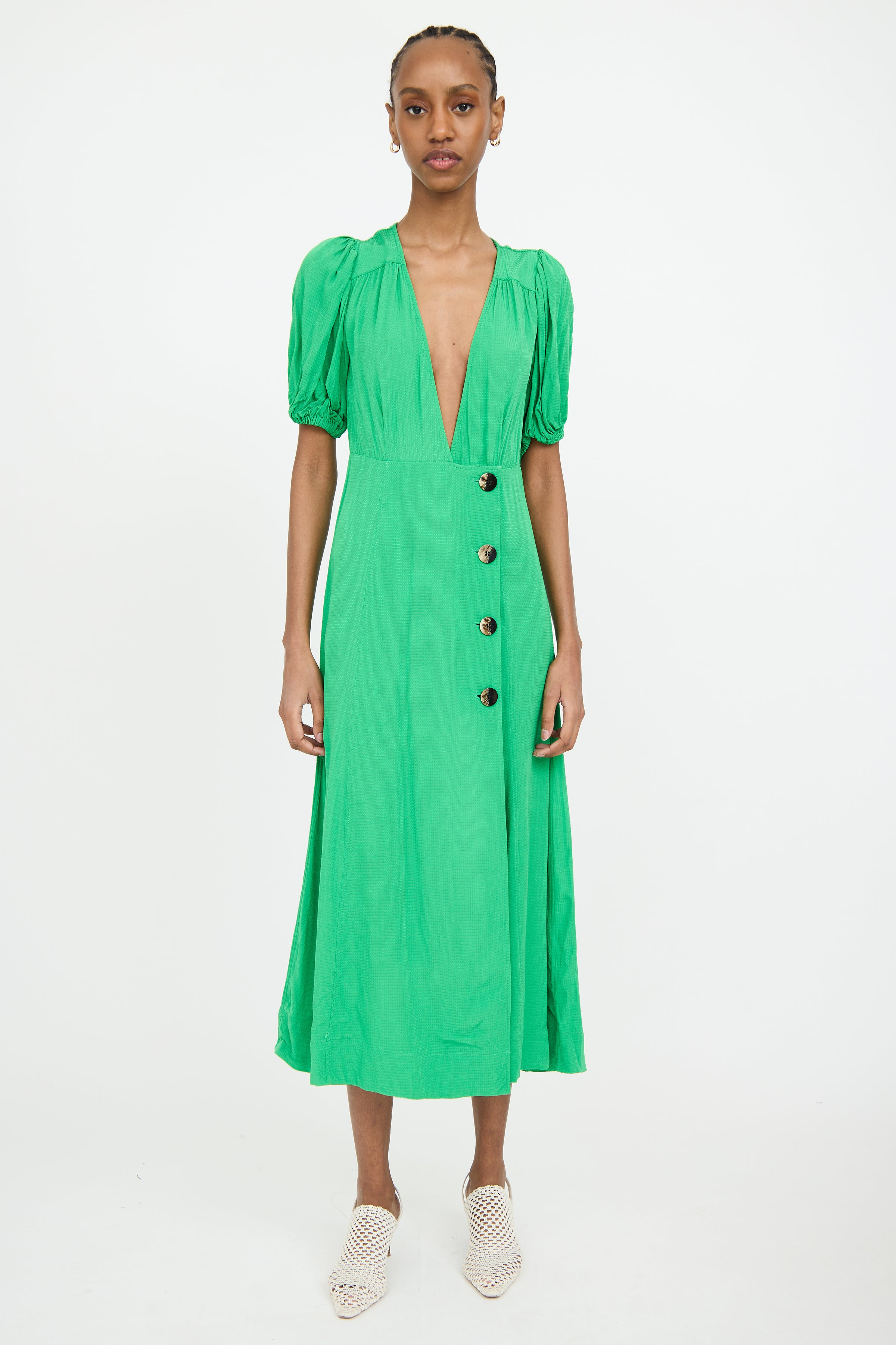 Ganni // Green Ripstop Maxi Dress VSP Consignment Ganni // Green Ripstop Maxi Dress VSP Consignment