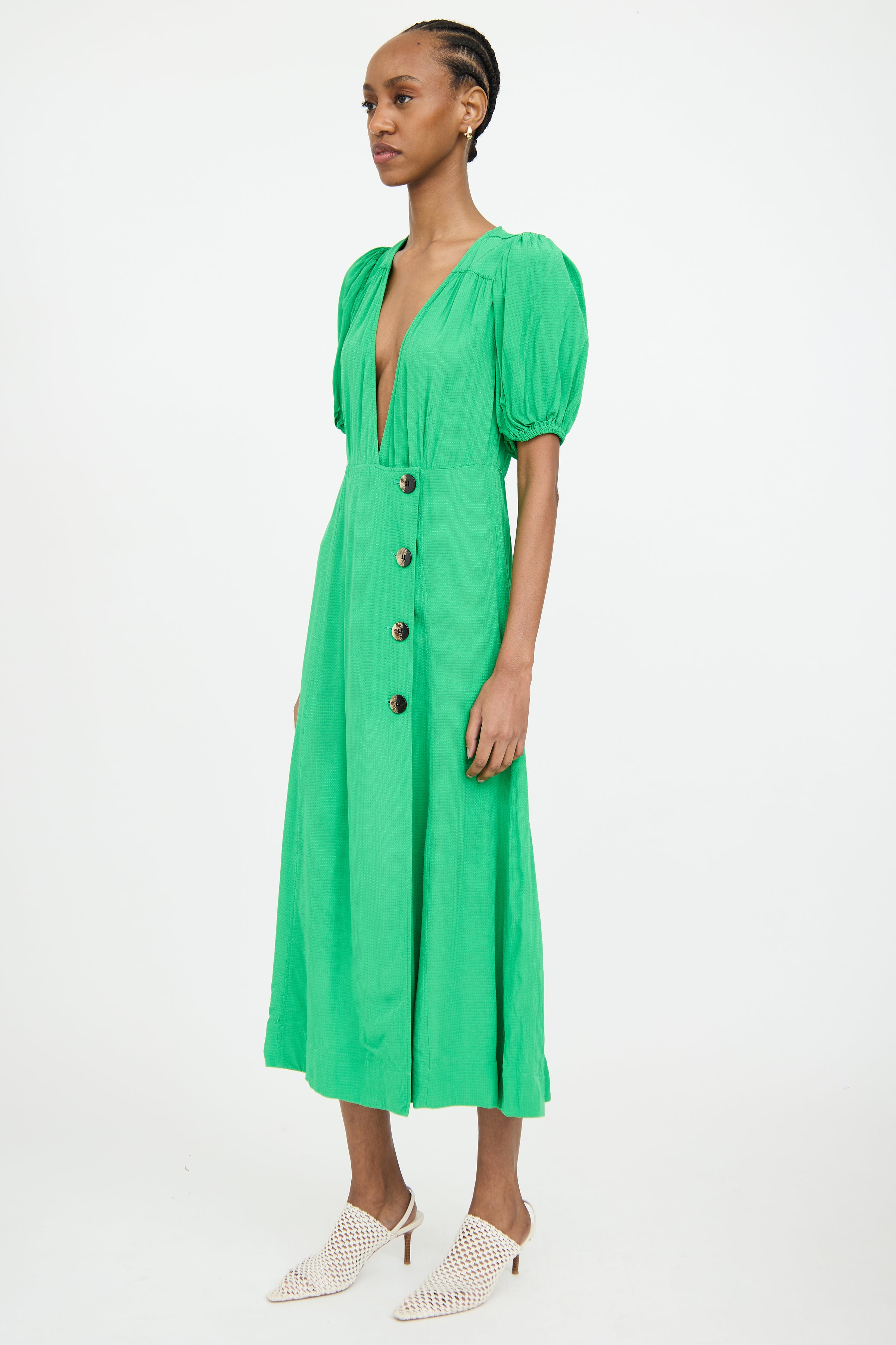 ganni green wool dress Kelly Green Knit Dress by GANNI