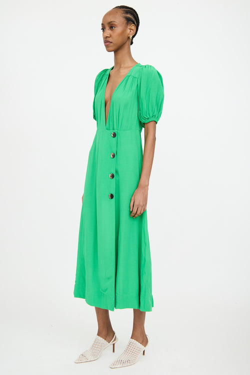 Ganni Green Ripstop Maxi Dress