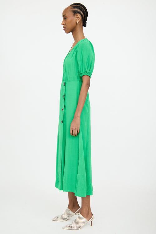 Ganni Green Ripstop Maxi Dress