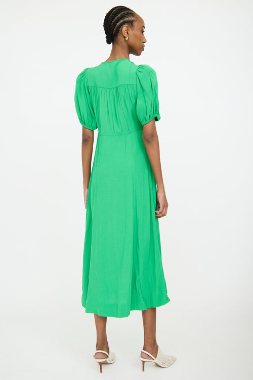 Ganni Green Ripstop Maxi Dress