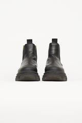 Ganni Black Leather Lug Sole Chelsea Boot