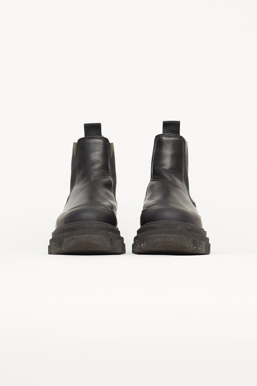 Ganni Black Leather Lug Sole Chelsea Boot