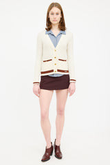 Ganni Cream & Brown Wool Knit Cardigan