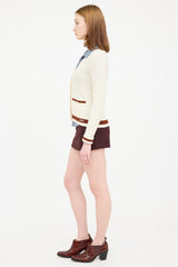 Ganni Cream & Brown Wool Knit Cardigan