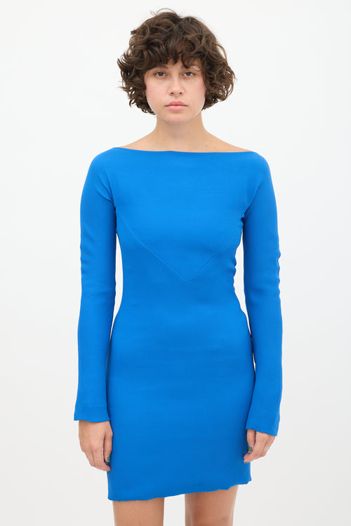 Gareth Pugh Blue Silk Darted Dress