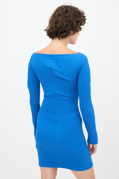 Gareth Pugh Blue Silk Darted Dress