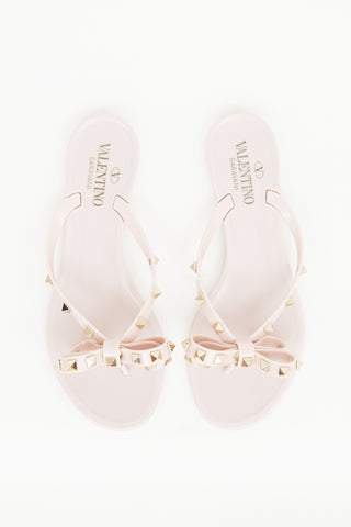 Valentino Pink Rubber Rockstud Sandal