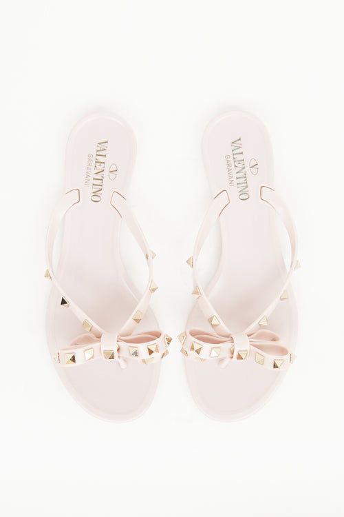 Valentino Pink Rubber Rockstud Sandal