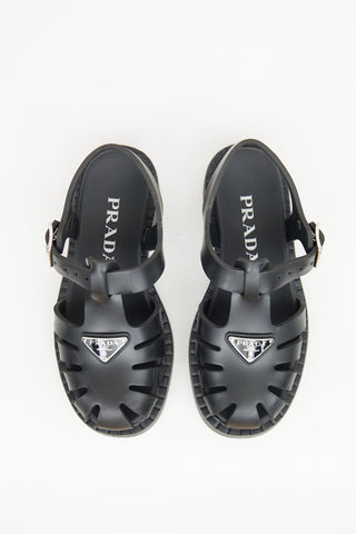 Prada Black Rubber Cage Sandal