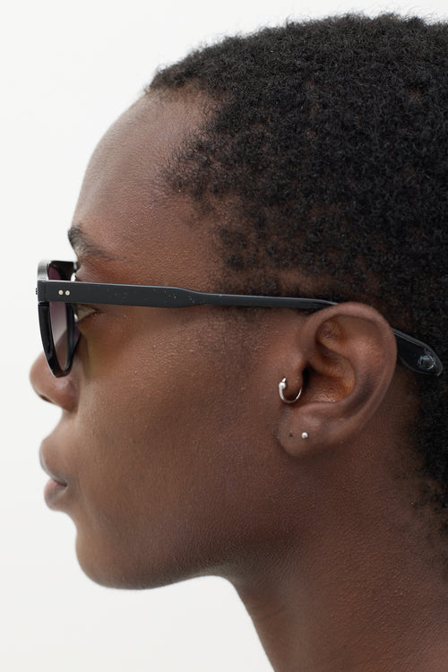 Garrett Leight Black & Blue Harding BK Circular Sunglasses