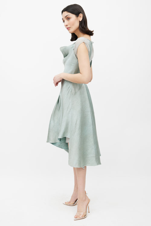 Gary Graham Green Asymmetric Cowl Neck Dress