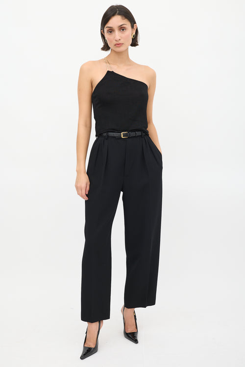 Gauge81 Black Sefrou Asymmetric Chain Strap Crop Top