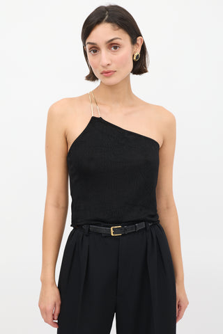 Gauge81 Black Sefrou Asymmetric Chain Strap Crop Top