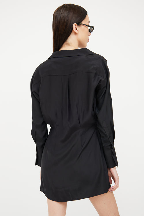 Gauge 85 Black Silk Layered Shirt Dress