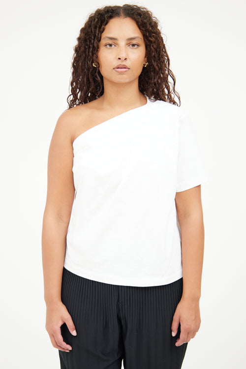 Gauge81 White Ruched One Shoulder Top