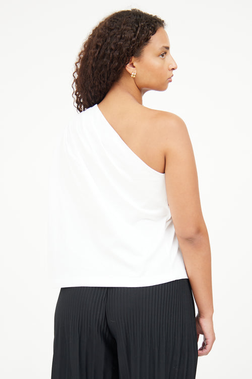 Gauge85 White Ruched One Shoulder Top