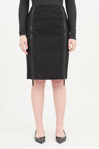 Jean Paul Gaultier Femme 1990's Wool Zip  Skirt