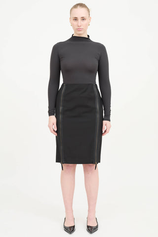 Jean Paul Gaultier Femme 1990's Wool Zip  Skirt