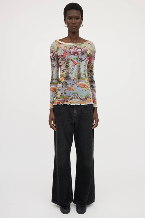 Jean Paul Gaultier Graphic Mesh Top