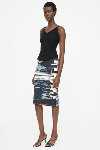 Jean Paul Gaultier Printed Midi Skirt